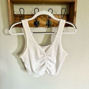 Garage White Ribbed Crop Top